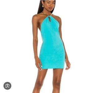 The Bar Turquoise Halter Dress